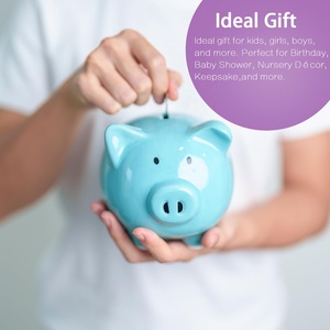 Alcancía de porcelana azul brillante hecha a mano estilo niños típicos al por mayor para ahorrar dinero - Product Image 6