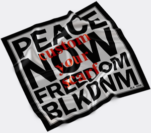 Foulard Quadrati Oversize Personalizzati Stile Streetwear con <span class=keywords><strong>Stampa</strong></span> Tipografica in Bianco <span class=keywords><strong>e</strong></span> Nero, Bandane 100% Seta per Uomo - Product Image 1