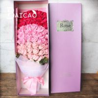 51 Pcs Kotak Hadiah Buket Bunga Sabun Mawar 3-Lapis, Hadiah Hari Valentine Natal untuk Istri Guru, Suvenir Acara Pesta