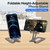 Support de téléphone et tablette pliable en aluminium réglable à 180 degrés, support de bureau portable réglable en hauteur pour smartphone et tablette
