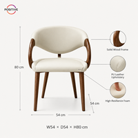 Chaise de salle à manger moderne en bois massif avec accoudoirs, revêtement en cuir PU, mousse haute résilience, mobilier d'hôtel, fourniture OEM