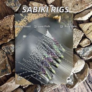 高碳钢Sabiki钻机6钩海钓技术爆炸鱼皮皮革闪闪机诱饵钻机单钩绳 - Product Image 3