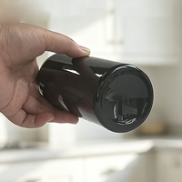 Bouteille vide en plastique noir de 16 oz avec bouchon à vis, pour huile capillaire, savon liquide, huile de cuisson, crème essentielle