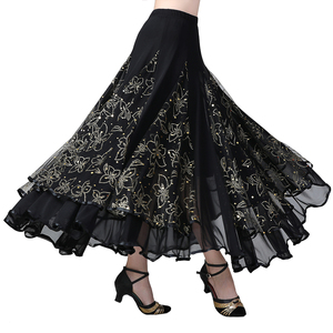 Faldas de Baile de Salón para Mujer, con Vuelo de 360 Grados, para Salsa, Rumba, <span class=keywords><strong>Flamenco</strong></span>, con Pedrería Tribal y Malla Floral, para Actuaciones de Danza - Product Image 3
