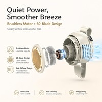 Ventilateur personnel portable sans pales à clipser, 5 vitesses, mini, rechargeable, silencieux, à porter sur la chemise/la ceinture, pour les voyages en extérieur