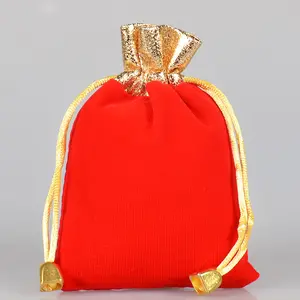 Auf Lager 9 × 12 cm mehrfarbiger Hochzeits-Schmuckbeutel Gold Öffnung Samtbeutel Geschenkpackung Kordelzug mit Perle Samt zum Dankeschön