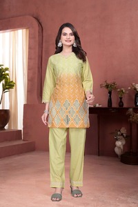 ชุดเดรสผ้าฝ้ายพิมพ์ลายสำหรับใส่ในสำนักงานชุดสูทแขนยาวผ้าฝ้ายอินเดีย - Product Image 2