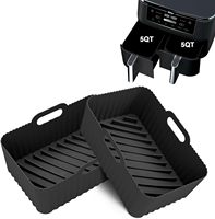 Revêtements en silicone pour friteuse à air rectangulaires, accessoires de panier en silicone pour friteuse à air Ninja Foodi Dual DZ201/DZ401 8-10QT