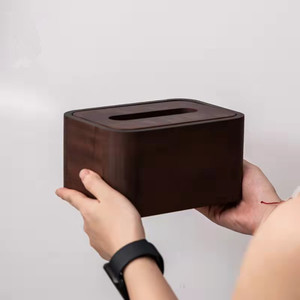 Black <b>Walnut</b> Wood Tissue Box Solid Wood Covered With Compartments Multi Purpose For Living Room <b>Coffee</b> <b>Table</b> - Product Image 4