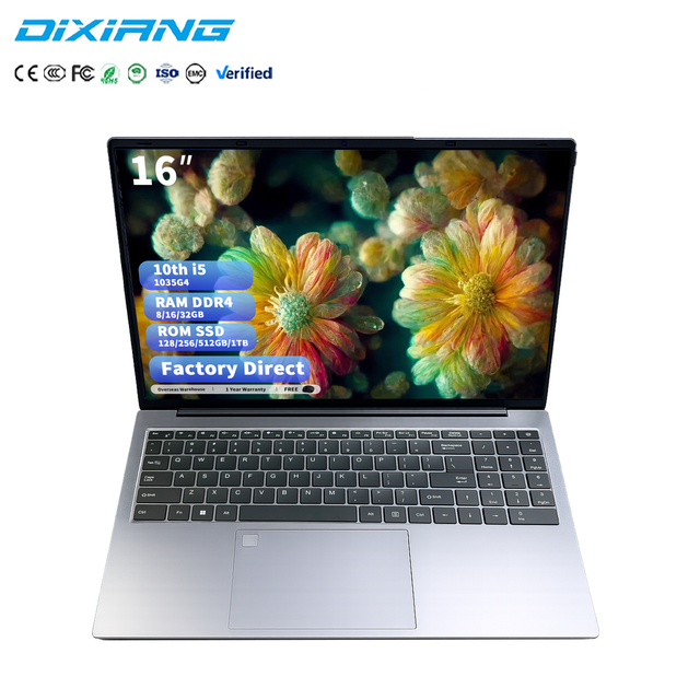 OEM 16 Inch I5 Laptop 10th Generation IPS FHD 32GB DDR4 512GB SSD 1TB Fingerprint Windows 11 Business Notebook PC Factory Direct