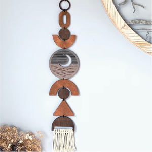 Pendentif <span class=keywords><strong>mural</strong></span> moderne en bois à suspendre pour décoration intérieure, lune ou soleil - Product Image 6