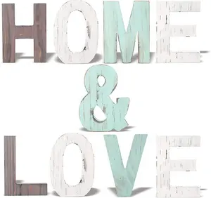 La casa in stile rustico e di amore di lettere di legno con Freestanding Lettere di Legno per La Decorazione Domestica e Decorativo Parola Segni può cambiare
