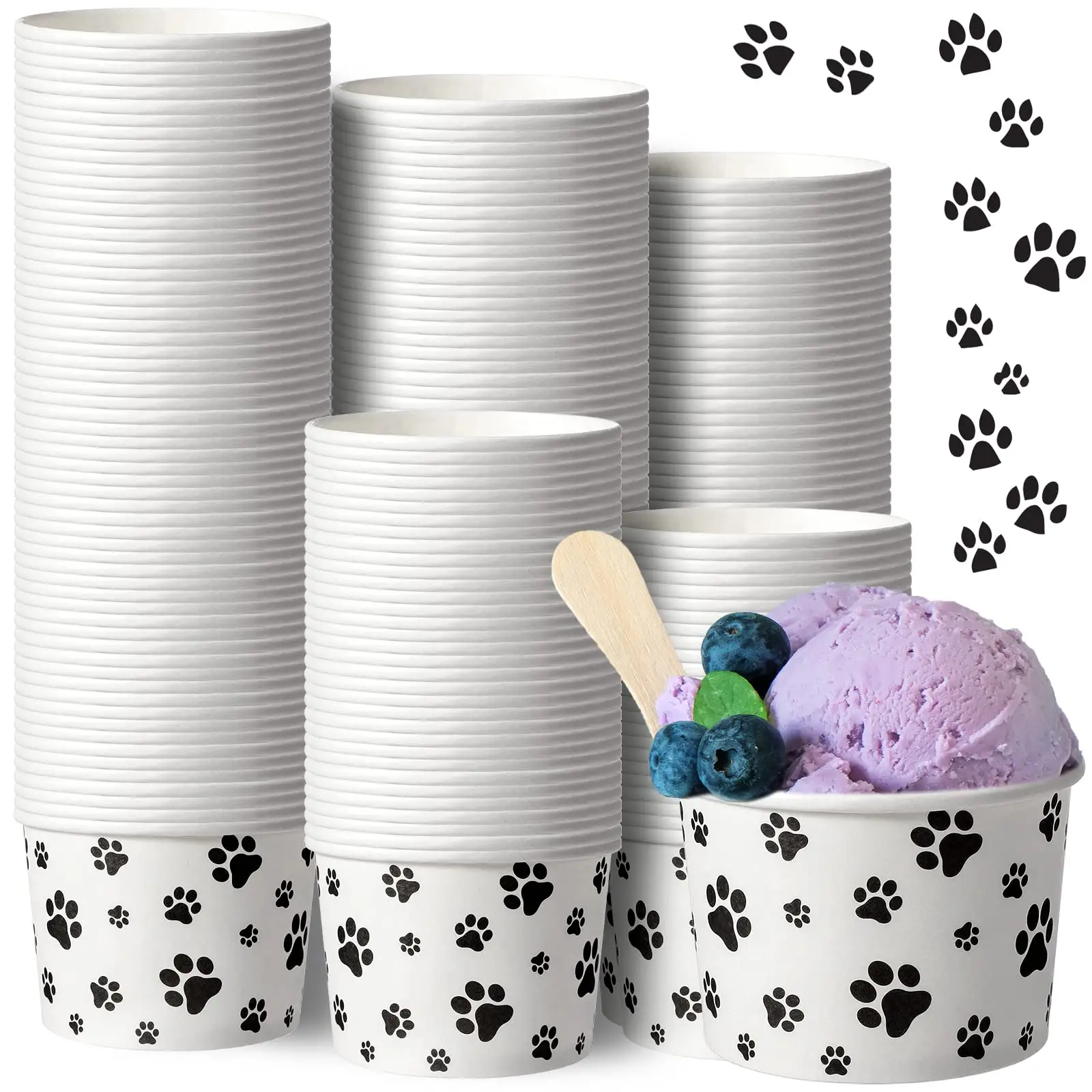 Customized Disposable Eco Friendly Food Grade Takeout Salad Bowl Ice Cream Paper Cup Packaging With Personal Logo Lids
