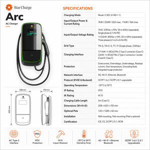 Nuevo Cargador de Vehículos Eléctricos Starcharge Arc Pro de 11kW AC, Instalación sin Herramientas en 10 Minutos, Punto de Carga Inteligente de Nivel 2 con Sistema de Gestión Personalizable - Product Image 3