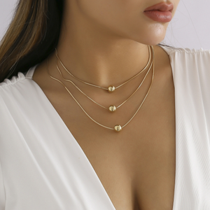 Superpuesta-collar de aleación de plata, accesorio geométrico esférico de metal de tres capas, se puede separar, venta al por mayor - Product Image 2