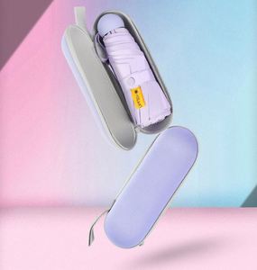 DD3551 Custom Logo Lightweight Capsule Mini UV Protection Travel Umbrellas 5 Fold Phone Purse Sun Zipper Box Compact Umbrella - Product Image 2