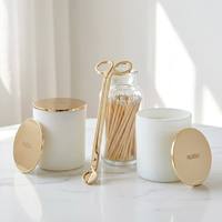 Lot de pots à bougies en verre givré blanc mat de luxe avec logo personnalisé, 180 ml, 240 ml, 300 ml, 8 oz, 10 oz, 15 oz, coffret cadeau