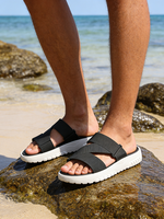 Sandales OLICOM OEM avec logo personnalisé d'usine Sandales pour hommes avec soutien de la voûte plantaire Chaussons à glissières personnalisés confortables et respirants à semelle épaisse en EVA
