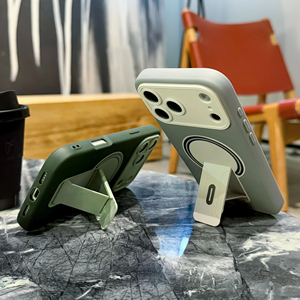 Funda de Lujo para Teléfono Móvil con Soporte Plegable, Antigolpes, Mate, para iPhone 17 16 14 15 Plus 13 12 11 Pro Max, Compatible con Carga Inalámbrica - Product Image 6