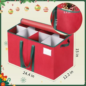 Boîte de rangement pour casse-noisettes et figurines, organisateur rectangulaire en tissu non tissé, peut contenir jusqu'à 8 pièces, rouge, 15 pouces - Product Image 3