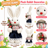 Figurine Lapin de Pâques en Peluche Pafu, Décoration de Table Printanière pour la Maison avec Accessoire Carotte et Fleur, Cadeau de Pâques
