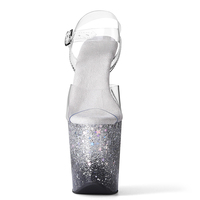 Sandales à plateforme en PVC à finition pailletée, talon aiguille de 20 cm, bout ouvert, chaussures de danse pour femmes, sangle transparente, tenue de club, fabrication sur mesure
