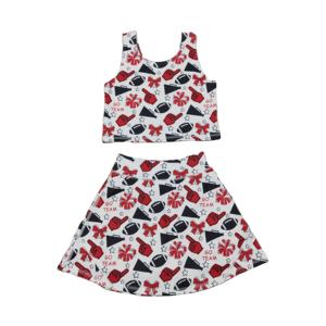 ชุดกีฬาเด็กผู้หญิง GSD2693 รุ่น Little active girl สีแดง ชุดทีมฟุตบอล กระโปรงผูกโบว์ ชุดโยคะเด็ก ชุดออกกำลังกายแขนกุด - Product Image 1