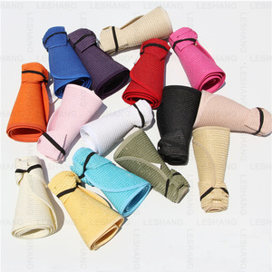 Chapeau de soleil pliable uni pour femmes, 14 couleurs, avec nœud papillon enroulable, visière en paille, logo personnalisé UPF 50 + - Product Image 5