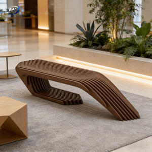 Banc de patio moderne et durable en bois pour usage intérieur/extérieur, 2 places, idéal pour centres commerciaux et hôtels - Product Image 5