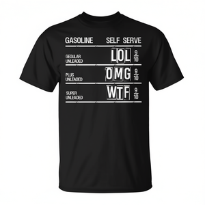 Camiseta de autoservicio de gasolina LOL OMG WTF, diseño sarcástico sobre los precios del aceite - Product Image 2