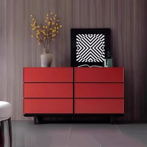 Italian Style Lacquered Six <b>Drawer</b> Chest Of <b>Drawers</b> Modern Minimalist <b>Storage</b> Cabinet 100x40x80cm <b>For</b> Bedroom And Dining Room - Product Image 1