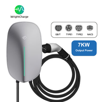Cargador Inteligente para Vehículos Eléctricos de 7kW con Carga Rápida, Certificación CE y RoHS, Compatible con OCPP 1.6j, Enchufe Tipo 1/2/GB/T, IP65, Control Automático/por Tarjeta