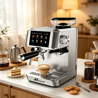 Cafetera Eléctrica Espresso Anbo de Acero Inoxidable con Molinillo Integrado, Automática, 20 Bares de Presión, para Uso Doméstico