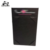 Porte-menu de table à trois vues, en carton recouvert de cuir PU noir, avec logo personnalisé, 5 x 7, couverture rigide, présentoir de table