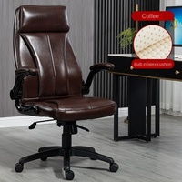 Chaise de bureau confortable en cuir avec squelette métallique, inclinable, pivotante, avec fonctions de levage - Chaise de patron, pour ordinateur, sieste, travail, étude, usage domestique