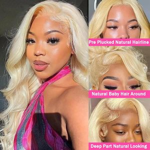 Perruque en dentelle HD, cheveux humains vierges personnalisés, perruque en dentelle frontale 613, 13x4, vague corporelle, sans colle, pré-épilée, perruques blondes pour femmes noires - Product Image 2