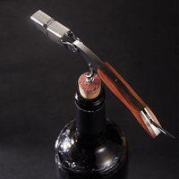 Tire-bouchon en liège en acier inoxydable personnalisable ouvre-bouteille en métal pour accessoires de bar