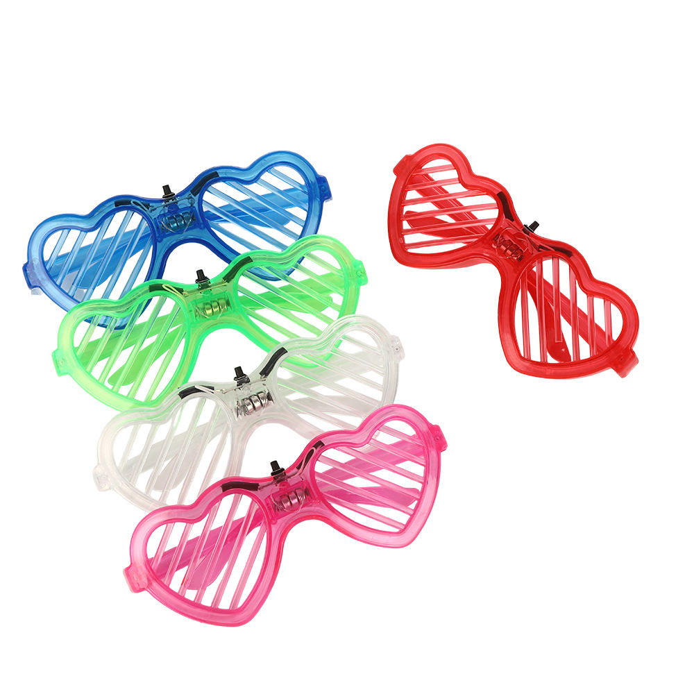 LED Heart-shaped Louver Flashing Glasses-Diwali Ramadan Party Accessories Customizable Colors Long Life Battery Enhanced