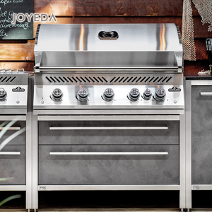 Four à pizza barbecue, brûleurs de barbecue, cuisine de camping en plein air, <span class=keywords><strong>beige</strong></span> avec dosseret, glissière de tiroir et panier de tiroir - Product Image 3