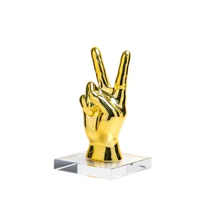 Luxus Heimdekoration Lieferanten Gold Finger Skulpturständer Modhaus Innenausstattung Heimdekoration Tisch Mittelteile