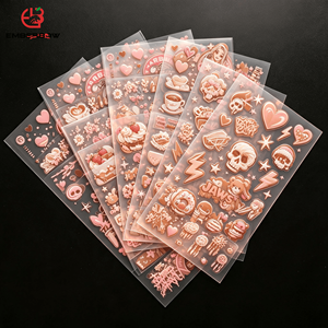 Pegatinas transparentes de calaveras mecánicas metálicas gris plateado, impermeables, estilo punk, con diseño de corazón, para casco de motocicleta y caja de herramientas - Product Image 1