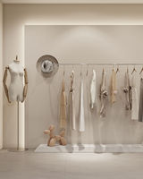 Tienda de ropa moderna Diseño de estante de exhibición interior Exhibición de ropa personalizada Isla Moda Boutique Ideas de decoración