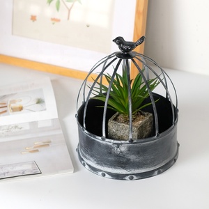 Toptan yuvarlak kuş kafesleri Vintage dekoratif Metal kuş kafesi ev dekor çiçekleri kafesi dekor sahne asılı saksı kuş kafesi - Product Image 4