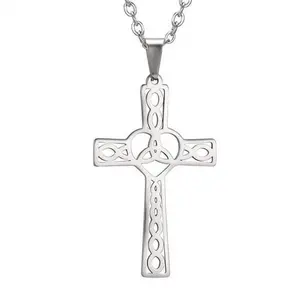 Wu Aceon – signe de nœud d'amour celtique en acier inoxydable, pendentif de croix de cœur Infinity de mode chrétienne d'amour découpé