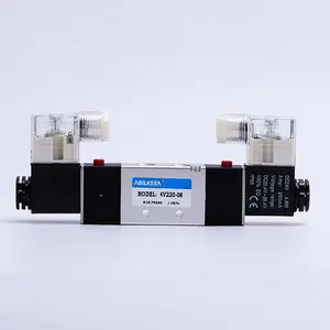 New Design 4V Series Double Action Metal Material Directional Pneumatic Accessories 4V220-08 Double Coil Solenoid Valve