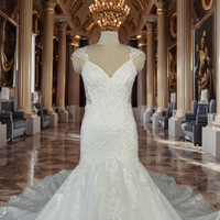 FEISHILUO luxe ivoire sirène robe de mariée Style moderne sans manches perle dentelle perle paillettes fleurs sur mesure bouton fermeture