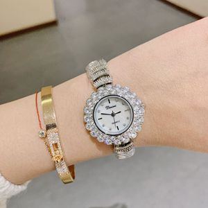 Reloj de pulsera minimalista redondo con diamantes para mujer, pulsera informal de moda, reloj de cuarzo elegante con diamantes completos - Product Image 3