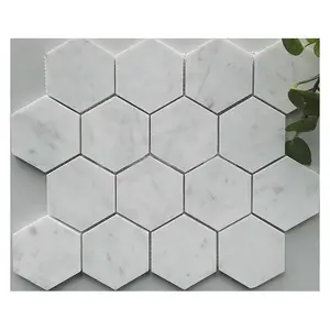 30x30 banyo modern dekoratif beyaz carrara altıgen duvar mozaik çini