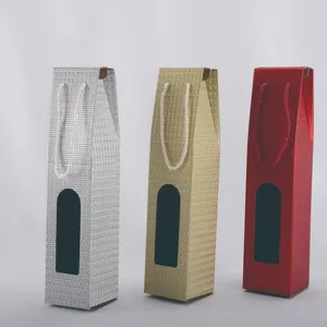 Boîte de transport de vin imprimée personnalisée 2 bouteilles boîte d'emballage de vin en papier carton avec poignées