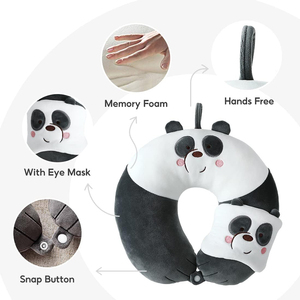 1862 Wholesale Memory Foam Filled <strong>Panda</strong> U Shape Neck Pillow with <strong>Mask</strong> Custom Set Plush Soft Kids Toy Cartoon Gift <strong>Panda</strong> Pillow - Product Image 2